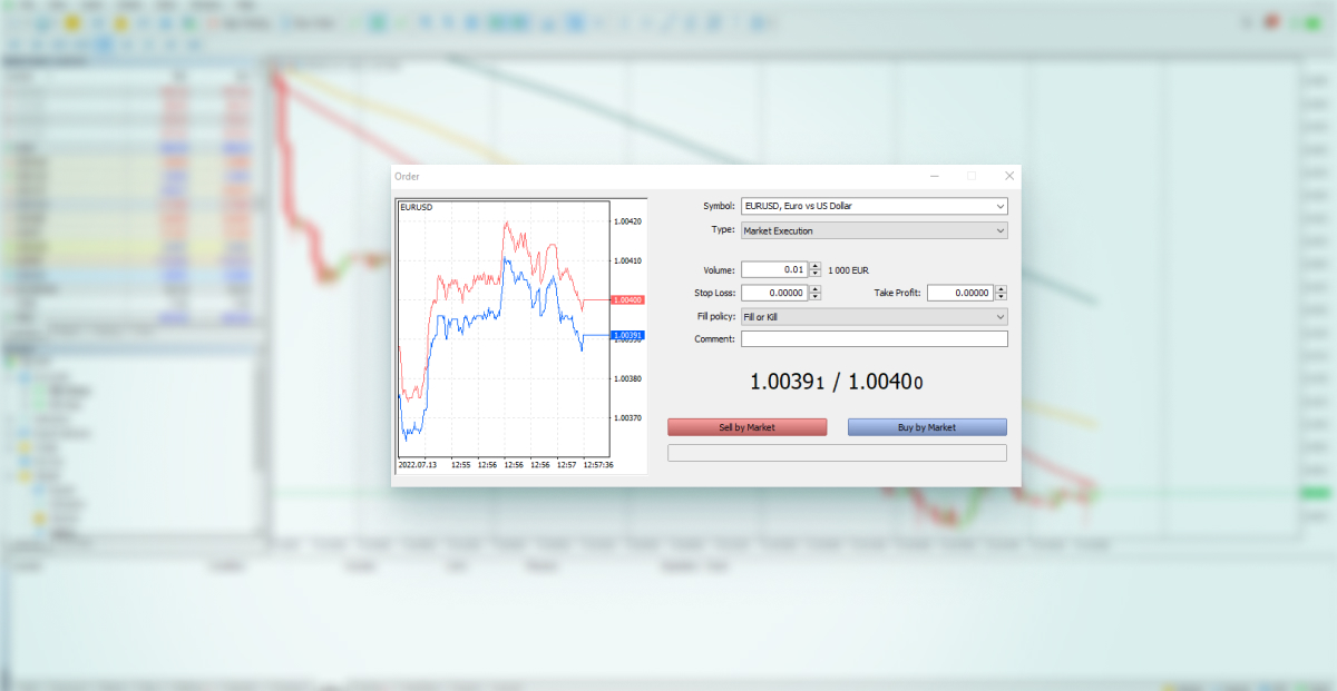 نافذة أمر جديد في MetaTrader