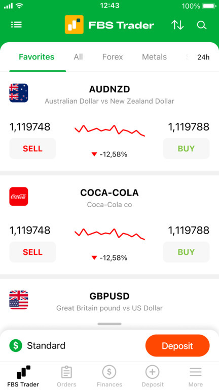 واجهة FBS Trader